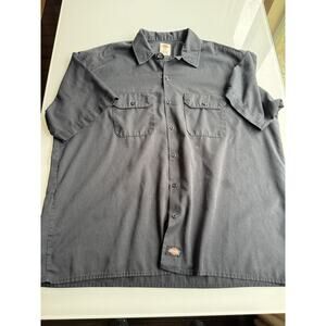 Dickies Men's Black Short Sleeve Button Down Shirt 65% Polyester 36% Cotton 2XL